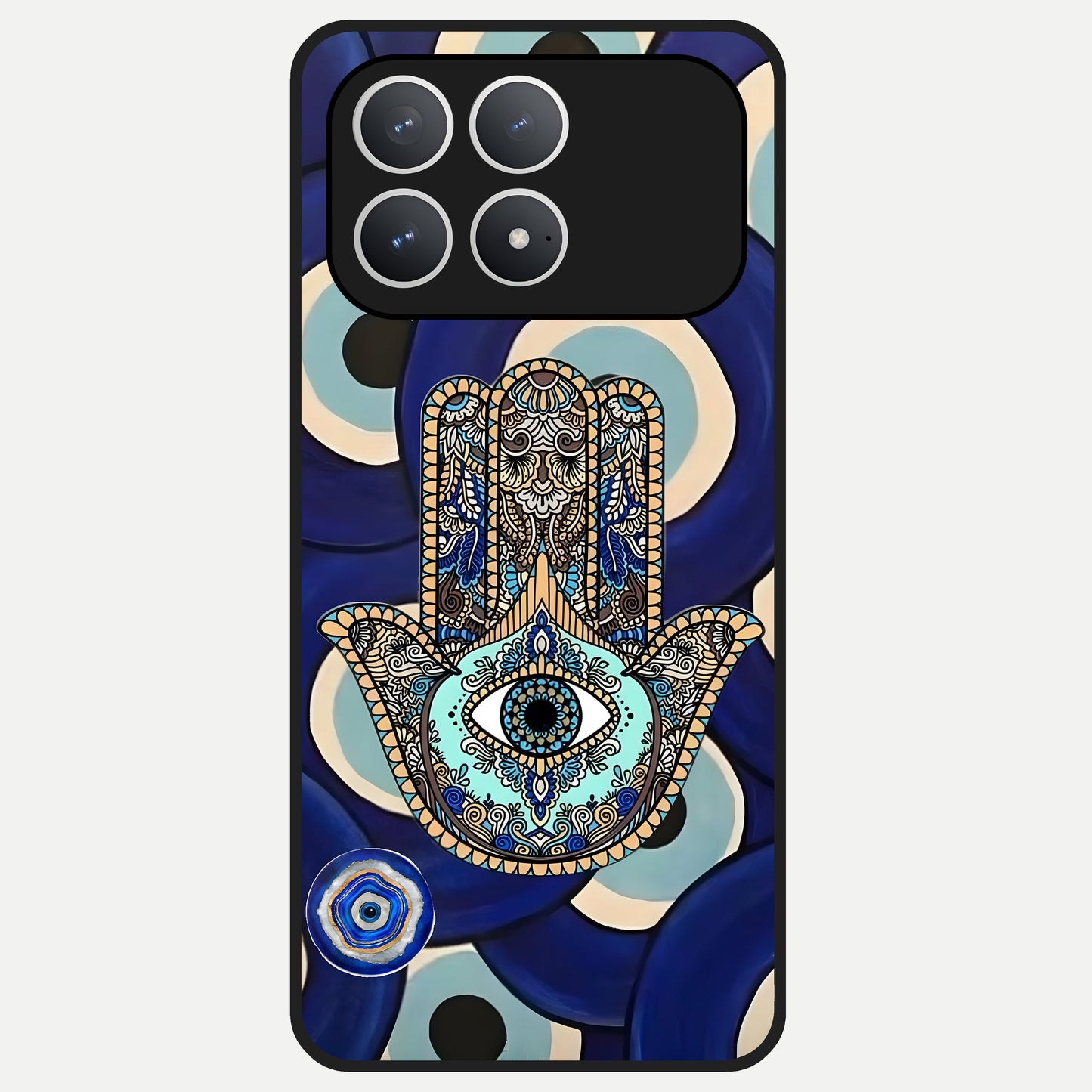  Hamsa Divine Guard Glass Case For Poco F8 Pro back cover – full design glossy printed glass finish