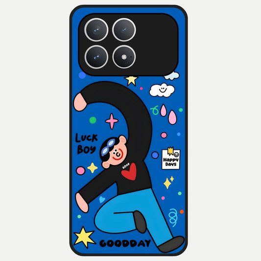  Happy Luck Vibe Glass Case For Poco F8 Pro back cover – full design glossy printed glass finish
