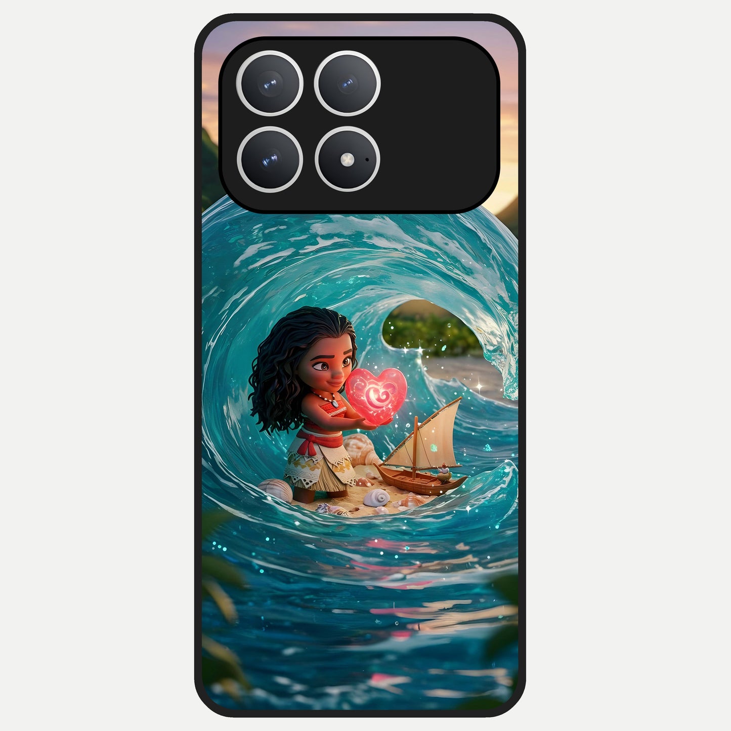  Heart of Ocean Glass Case For Poco F8 Pro back cover – full design glossy printed glass finish