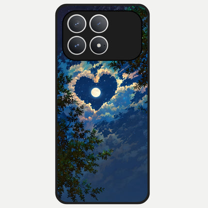  Heart With Moon Sky Glass Case For Poco F8 Pro back cover – full design glossy printed glass finish