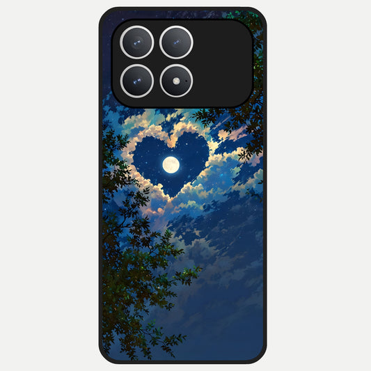  Heart With Moon Sky Glass Case For Poco F8 Pro back cover – full design glossy printed glass finish