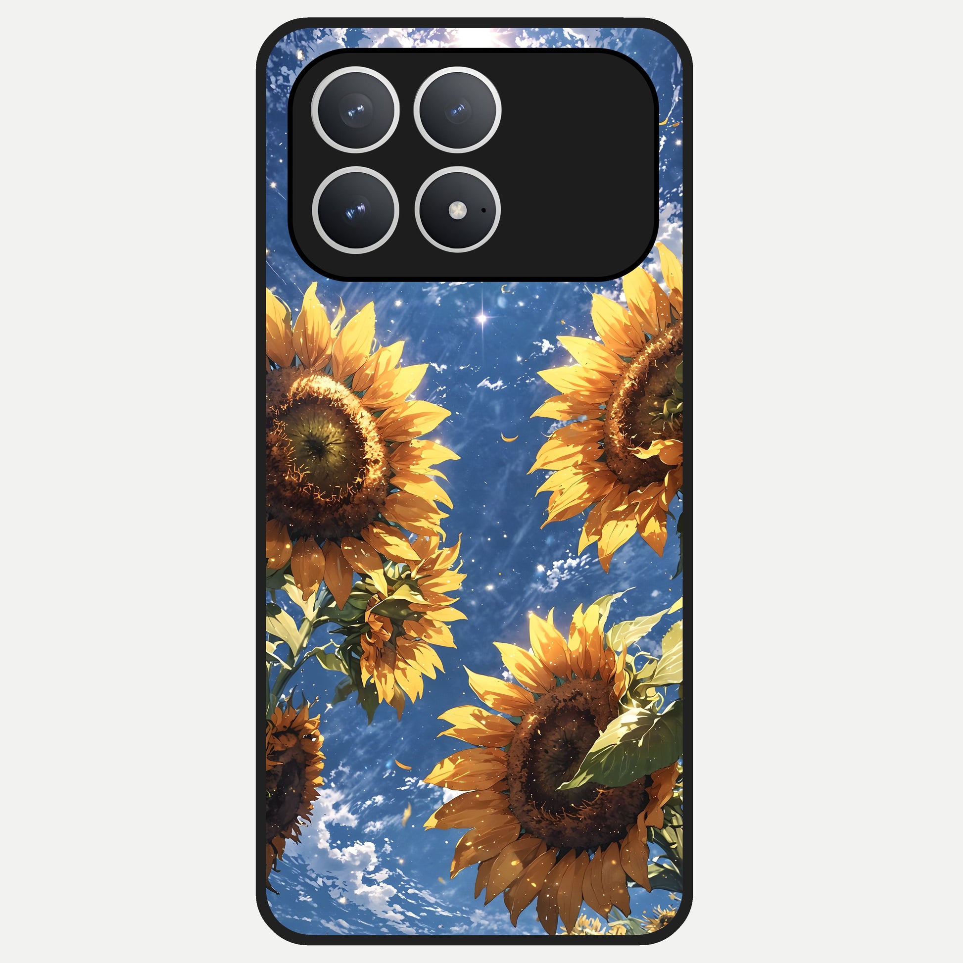  Heavenly Sunflower Rise Glass Case For Poco F8 Pro back cover – full design glossy printed glass finish
