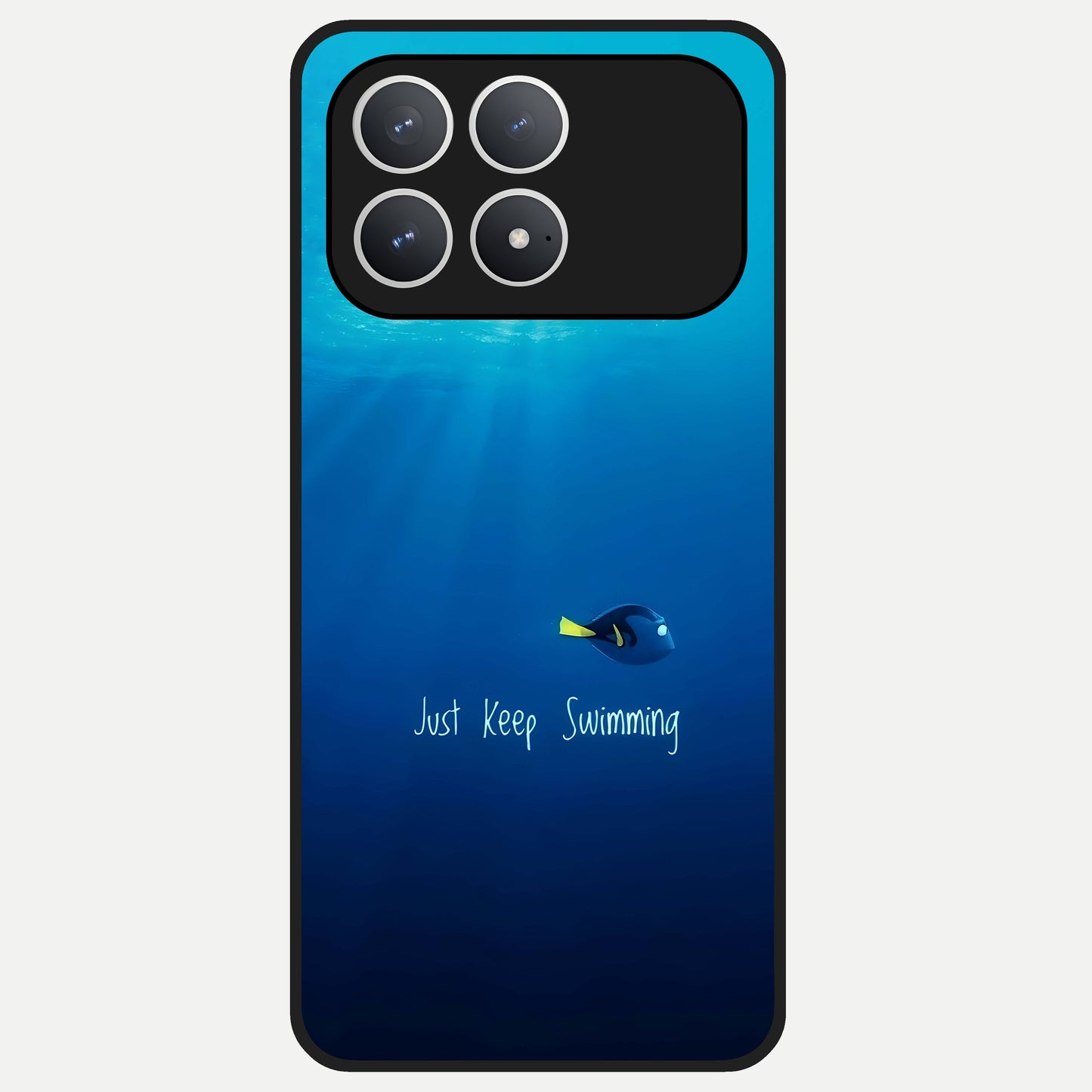  Just Keep Swimming Glass Case For Poco F8 Pro back cover – full design glossy printed glass finish