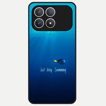  Just Keep Swimming Glass Case For Poco F8 Pro back cover – full design glossy printed glass finish