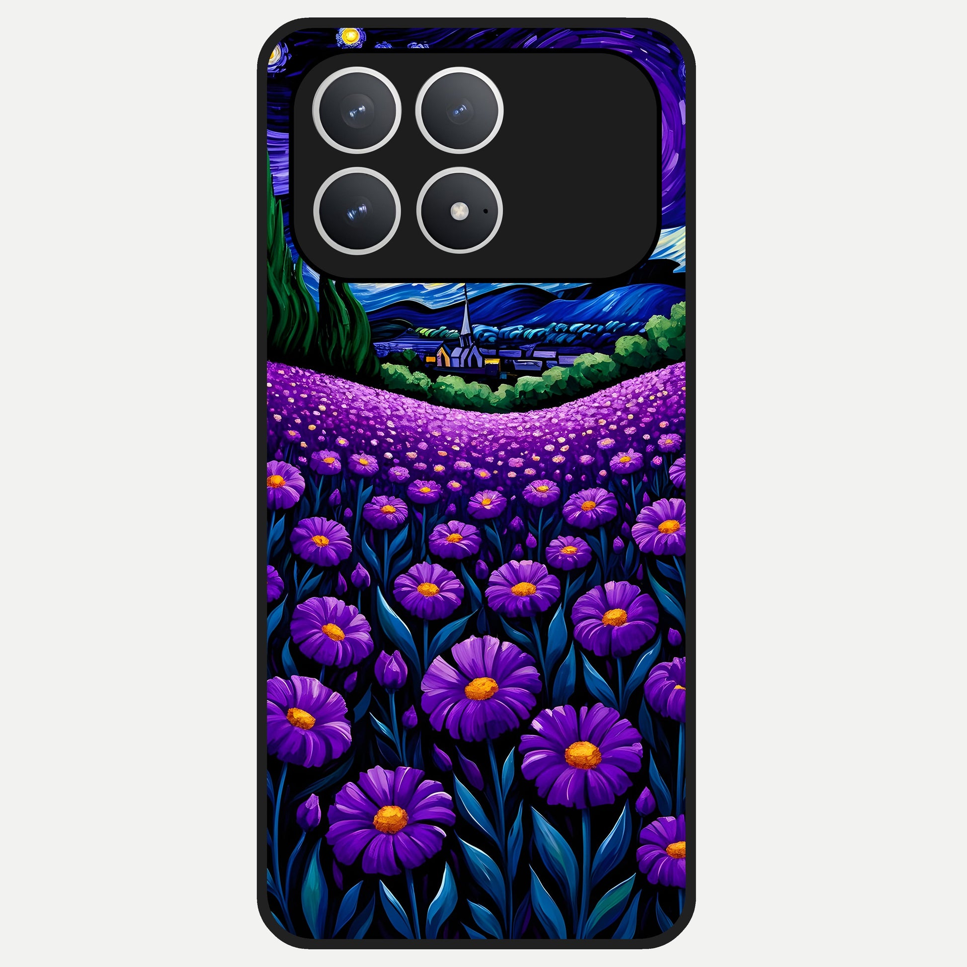  Lavender Moon Field Glass Case For Poco F8 Pro back cover – full design glossy printed glass finish