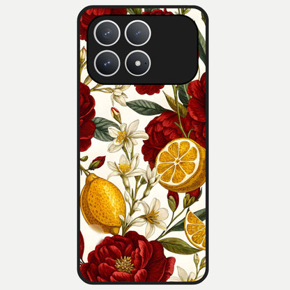  Lemon Rose Charm Glass Case For Poco F8 Pro back cover – full design glossy printed glass finish