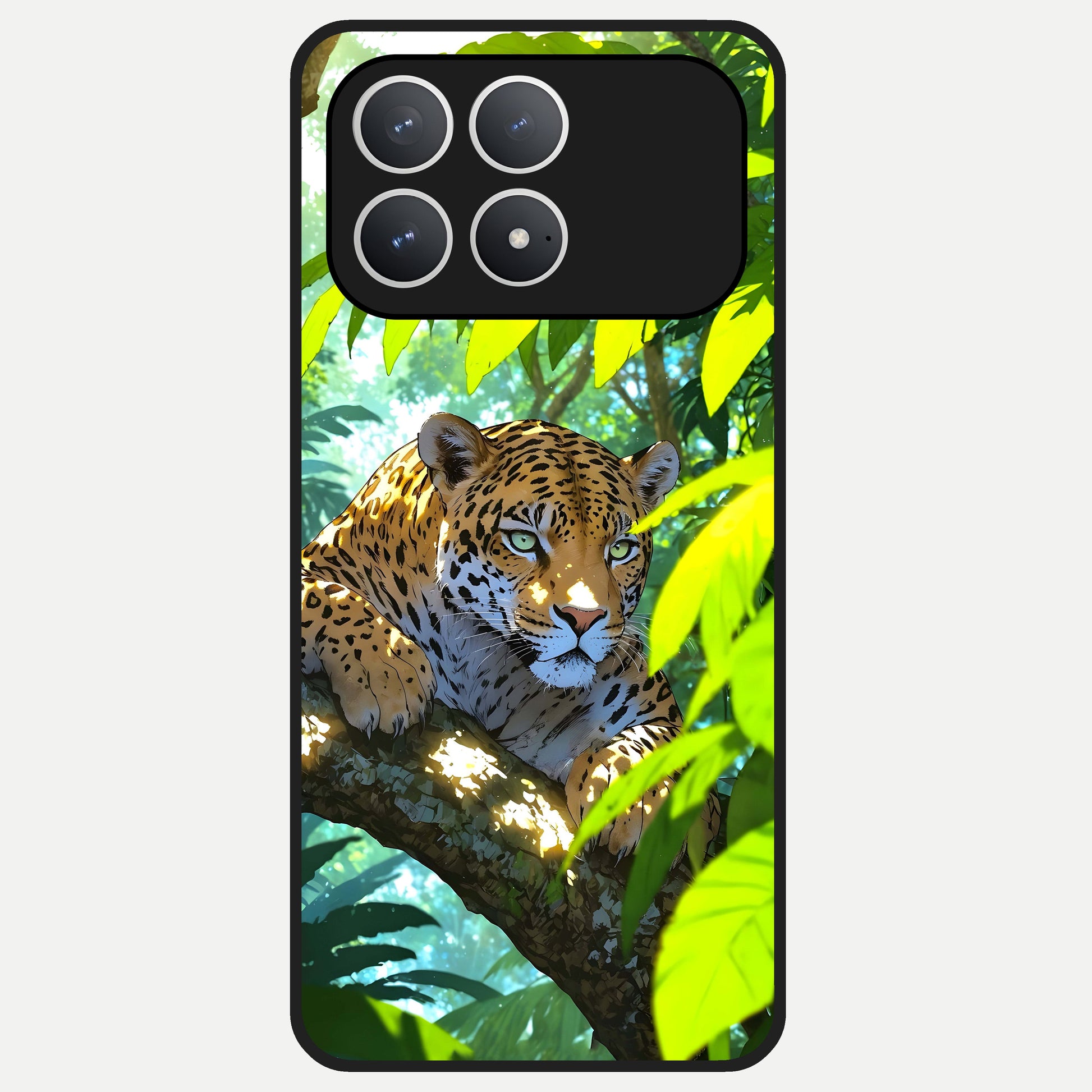  Leopard in Jungle Glass Case For Poco F8 Pro back cover – full design glossy printed glass finish