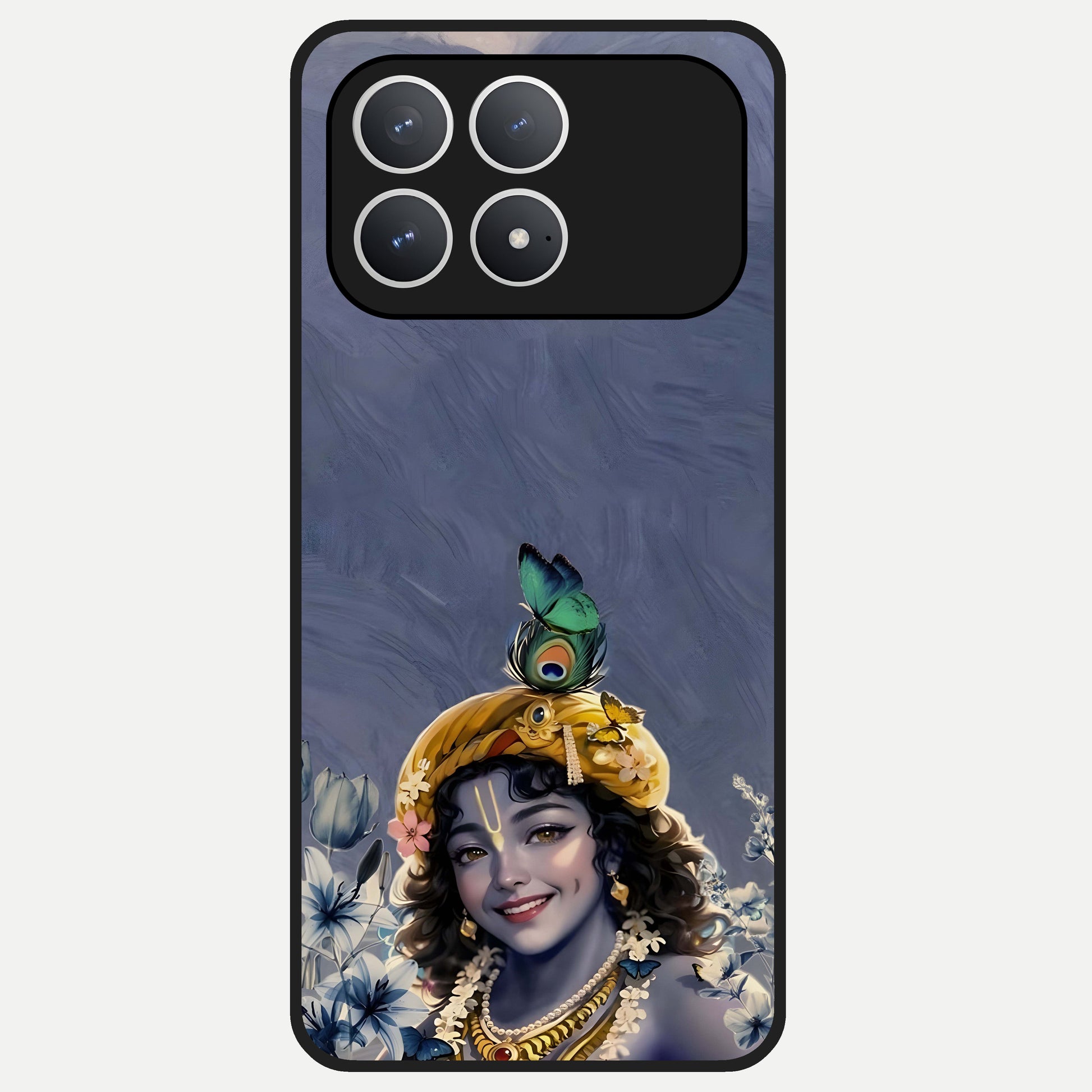  Lord Krishna Glass Case For Poco F8 Pro back cover – full design glossy printed glass finish