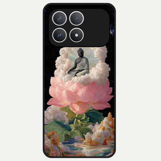  Lotus Divine Peace Glass Case For Poco F8 Pro back cover – full design glossy printed glass finish