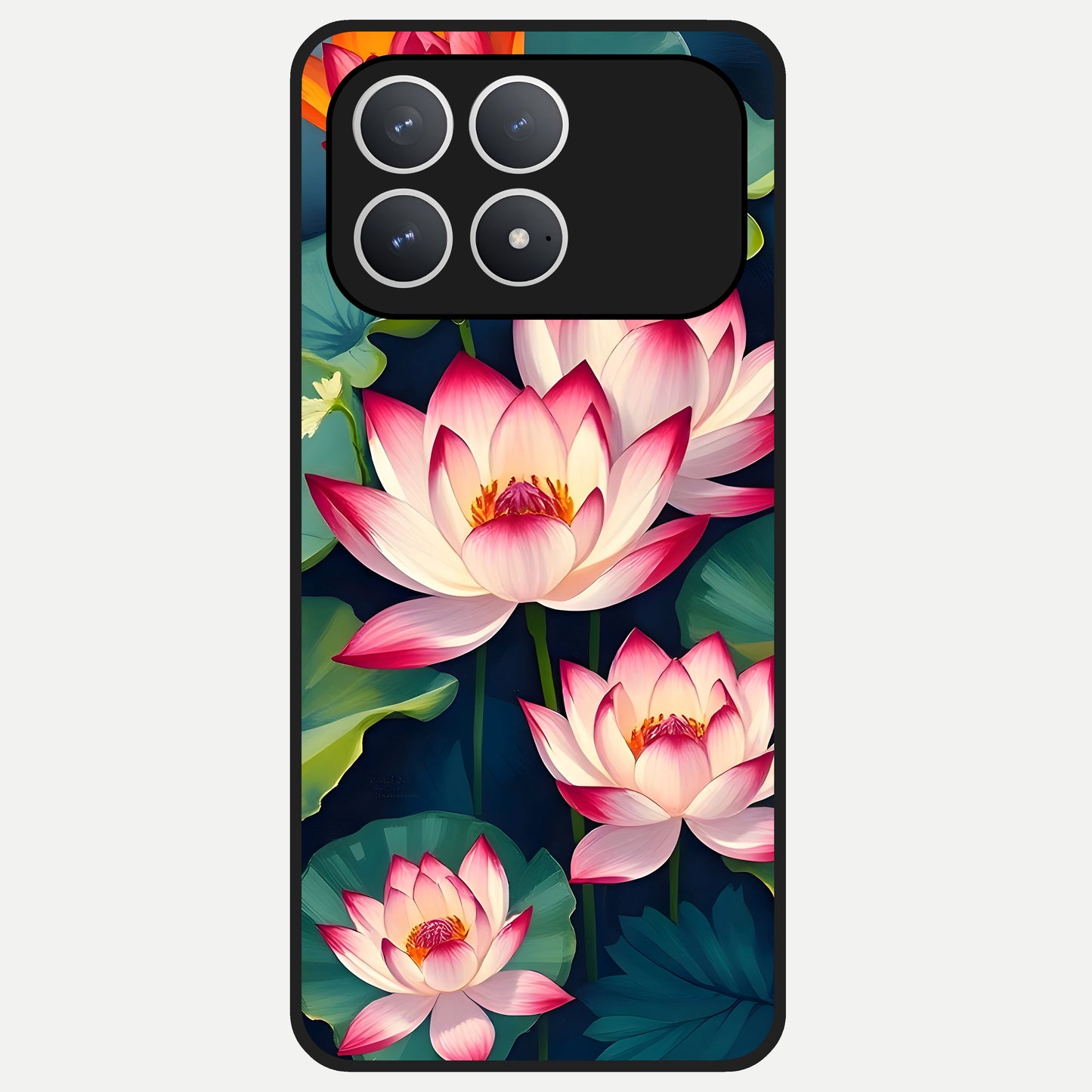  Lotus Dream Serenity Glass Case For Poco F8 Pro back cover – full design glossy printed glass finish
