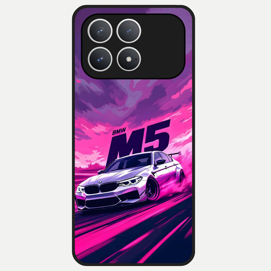  MS Neon Car Glass Case For Poco F8 Pro back cover – full design glossy printed glass finish