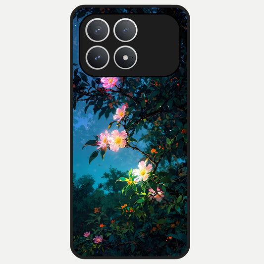  Midnight Bloom Glow Glass Case For Poco F8 Pro back cover – full design glossy printed glass finish
