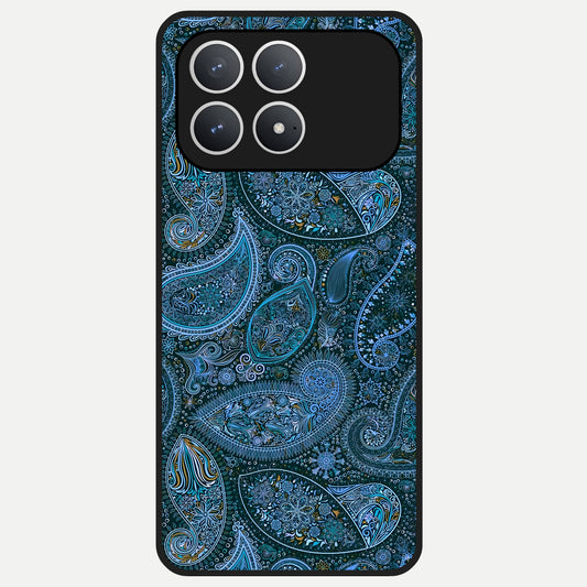 Midnight Paisley Glow Glass Case For Poco F8 Pro back cover – full design glossy printed glass finish