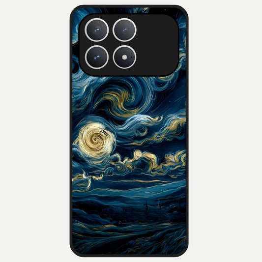  Midnight Sky Whirl Glass Case For Poco F8 Pro back cover – full design glossy printed glass finish