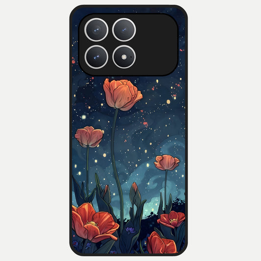 Midnight Tulip Glow Glass Case For Poco F8 Pro back cover – full design glossy printed glass finish