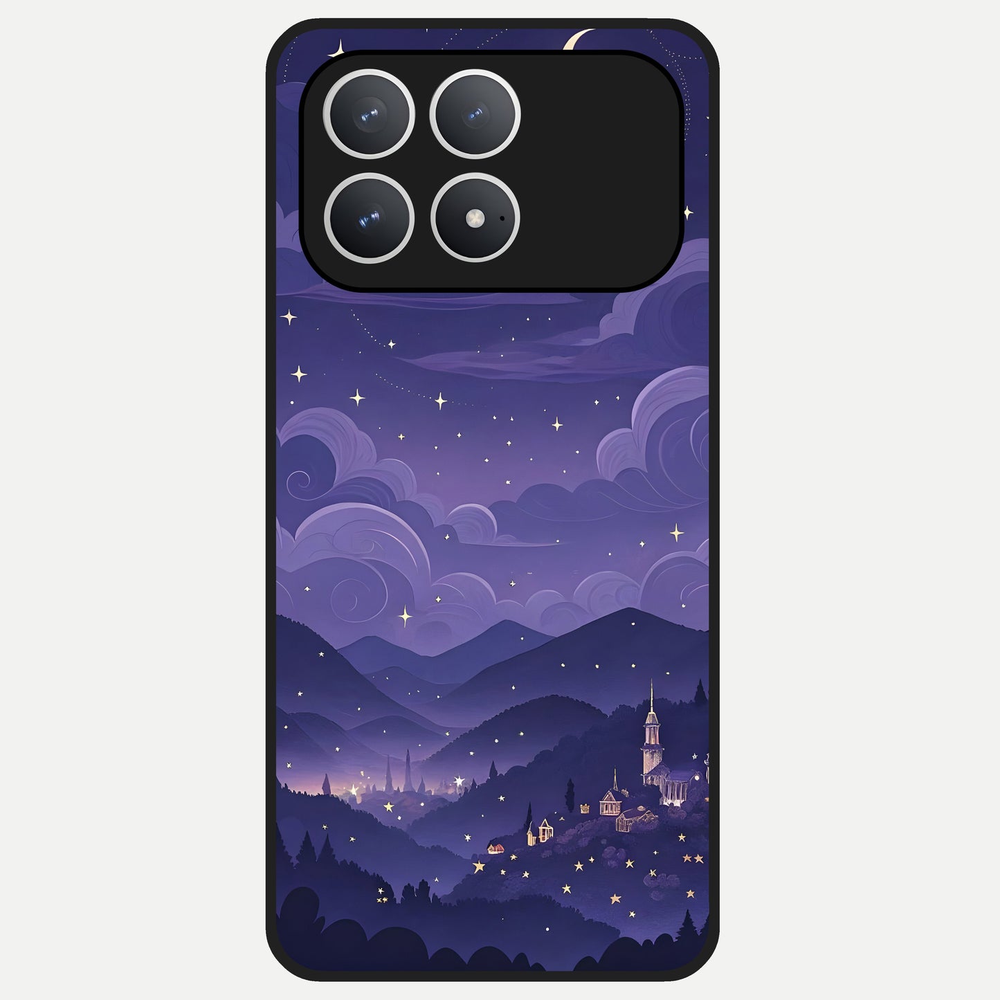  Minimal Night View Glass Case For Poco F8 Pro back cover – full design glossy printed glass finish