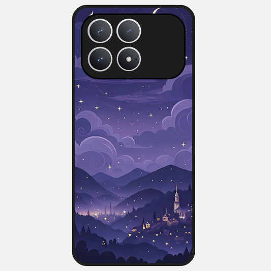  Minimal Night View Glass Case For Poco F8 Pro back cover – full design glossy printed glass finish