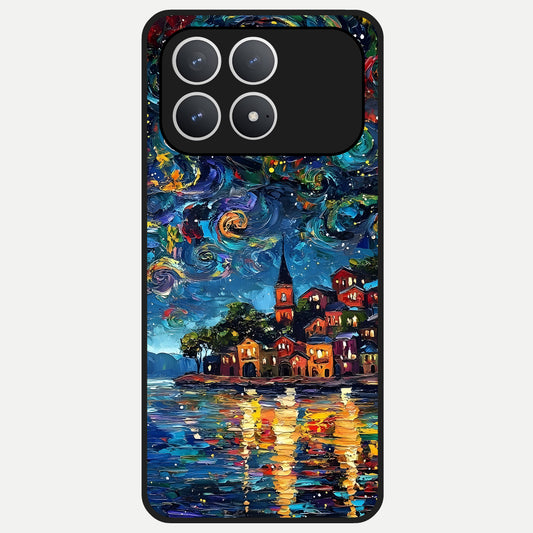  Moonlight Harbor Glow Glass Case For Poco F8 Pro back cover – full design glossy printed glass finish