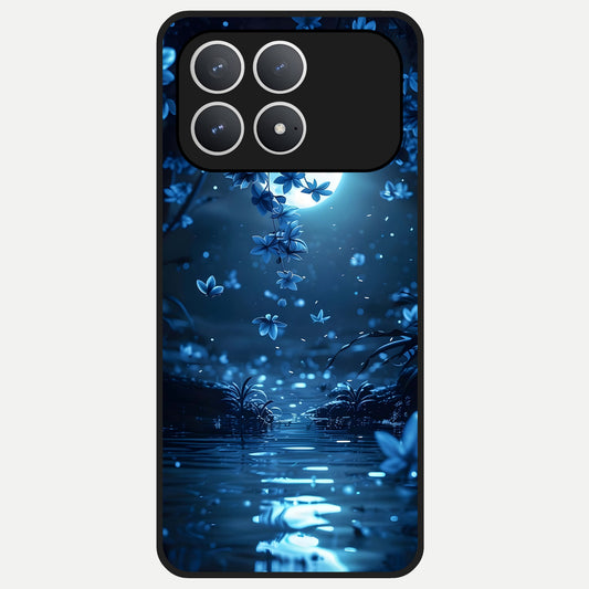  Moonlight Petal Dream Glass Case For Poco F8 Pro back cover – full design glossy printed glass finish