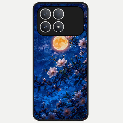  Moonlit Blossoms Night Glass Case For Poco F8 Pro back cover – full design glossy printed glass finish