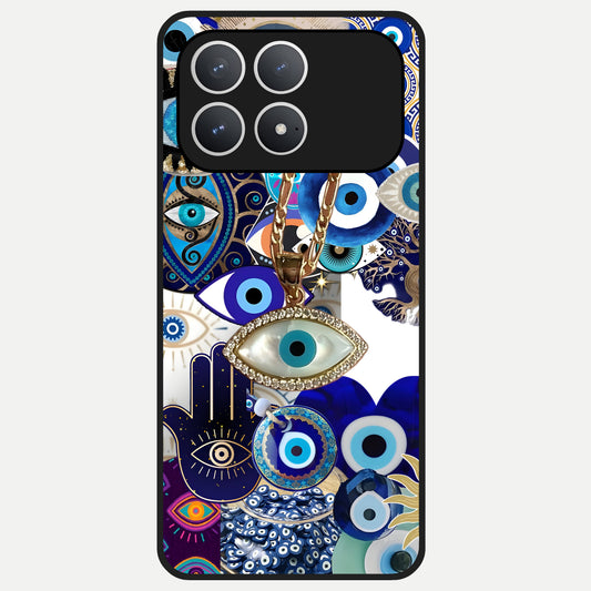  Mystic Charm Eye Glass Case For Poco F8 Pro back cover – full design glossy printed glass finish