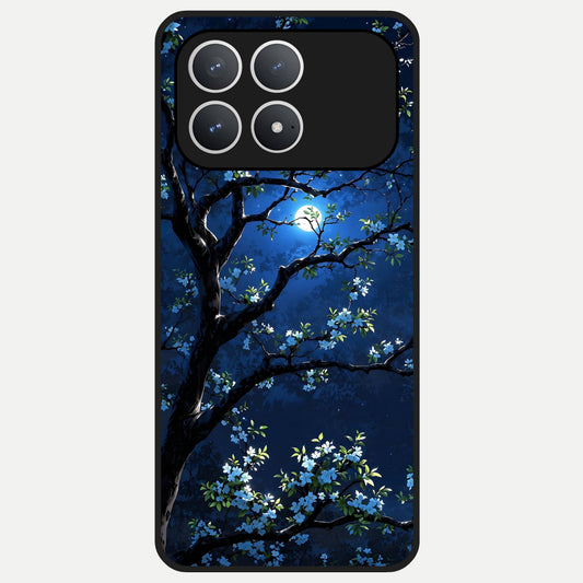  Mystic Floral Night Glass Case For Poco F8 Pro back cover – full design glossy printed glass finish
