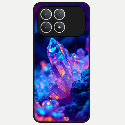  Neon Aura Shards Glass Case For Poco F8 Pro back cover – full design glossy printed glass finish