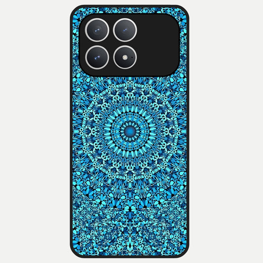  Ocean Bloom Mandala Glass Case For Poco F8 Pro back cover – full design glossy printed glass finish