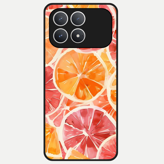  Orange Fruits Pattern Glass Case For Poco F8 Pro back cover – full design glossy printed glass finish