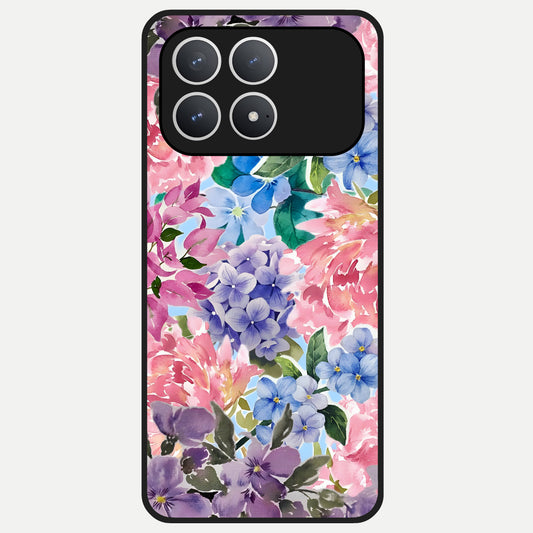  Pastel Floral Mix Glass Case For Poco F8 Pro back cover – full design glossy printed glass finish