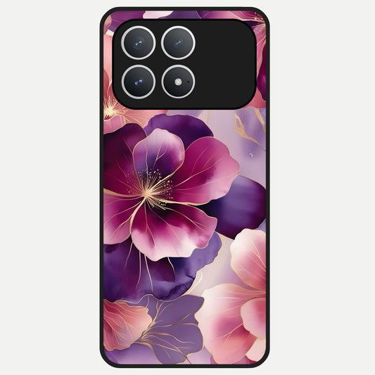  Pink Bouquet Florals Glass Case For Poco F8 Pro back cover – full design glossy printed glass finish