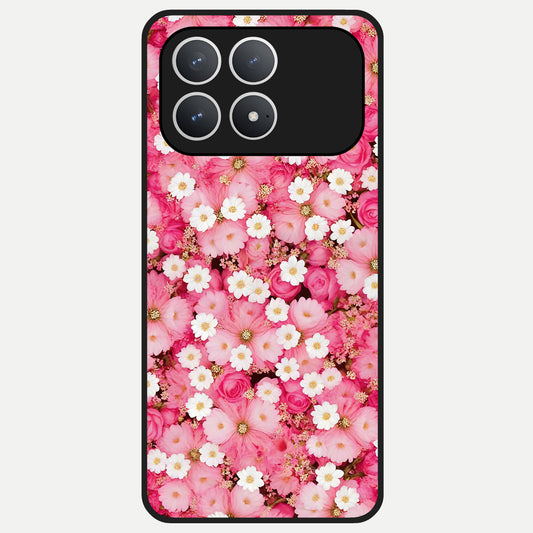  Pink Daisy Bliss Glass Case For Poco F8 Pro back cover – full design glossy printed glass finish