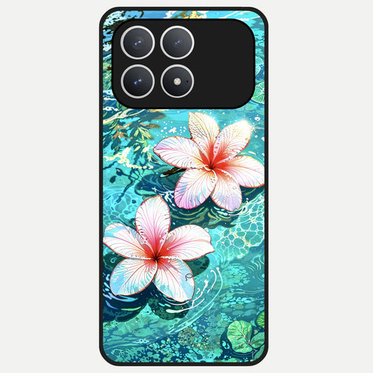  Pink Flowers in Water Glass Case For Poco F8 Pro back cover – full design glossy printed glass finish