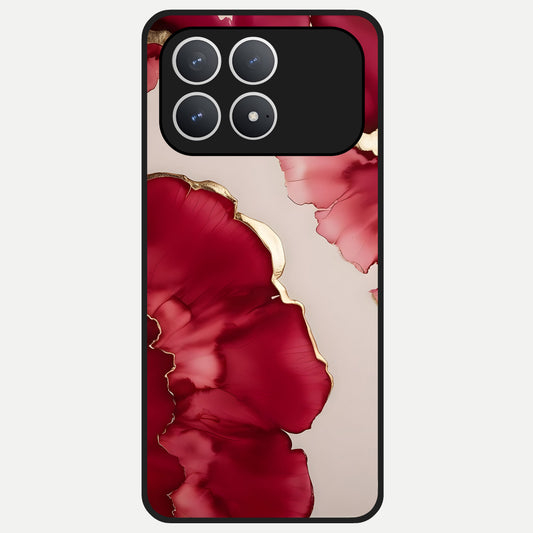  Pink And White Marble Glass Case For Poco F8 Pro back cover – full design glossy printed glass finish