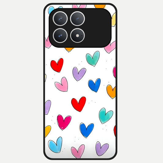  Playful Love Doodles Glass Case For Poco F8 Pro back cover – full design glossy printed glass finish