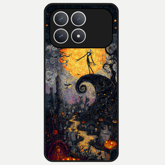  Pumpkin Moonlight Tale Glass Case For Poco F8 Pro back cover – full design glossy printed glass finish