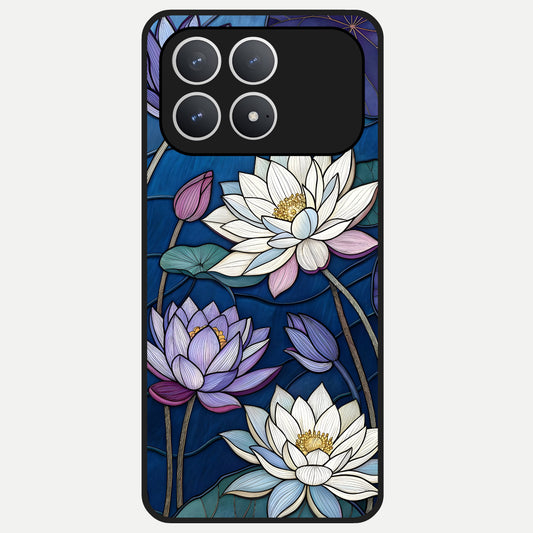  Purple Lotus Stained Glass Case For Poco F8 Pro back cover – full design glossy printed glass finish