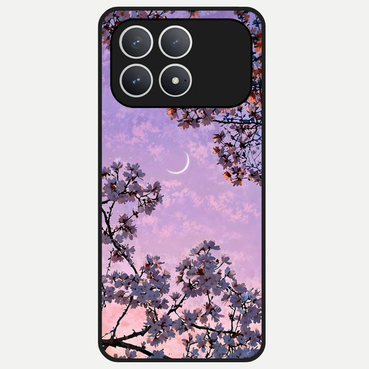  Purple Serenity Moon Glass Case For Poco F8 Pro back cover – full design glossy printed glass finish