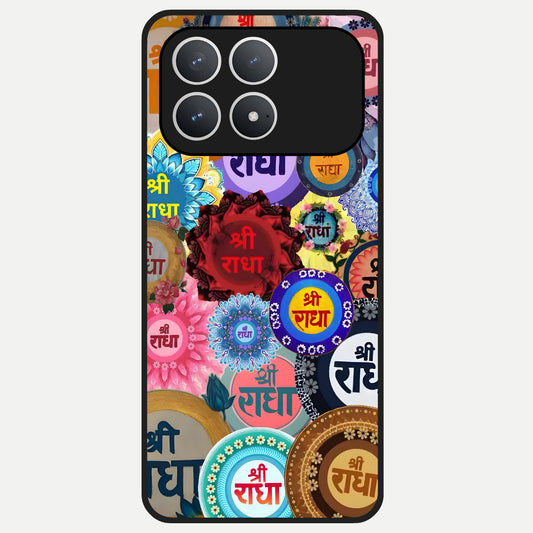  Radha Divine Bloom Glass Case For Poco F8 Pro back cover – full design glossy printed glass finish