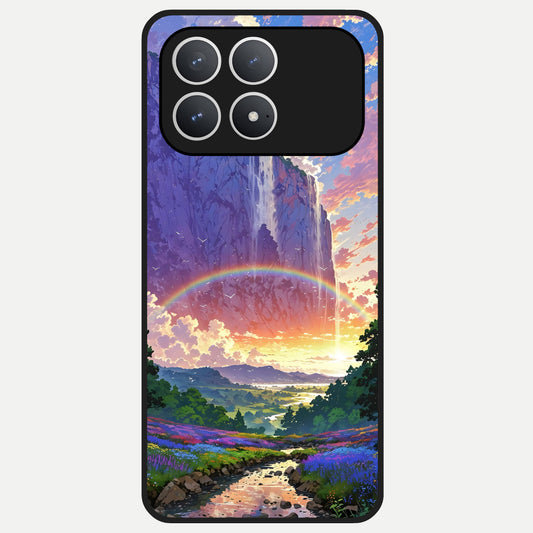  Rainbow Valley Dream Glass Case For Poco F8 Pro back cover – full design glossy printed glass finish