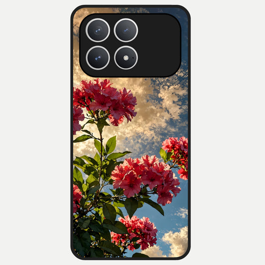  Red Bloom Skies Glass Case For Poco F8 Pro back cover – full design glossy printed glass finish