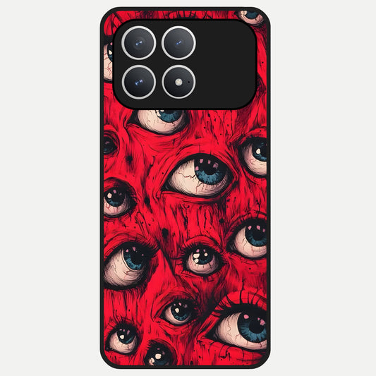  Red Eyes Pattern Glass Case For Poco F8 Pro back cover – full design glossy printed glass finish