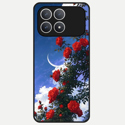  Rose Drift Flowers Glass Case For Poco F8 Pro back cover – full design glossy printed glass finish