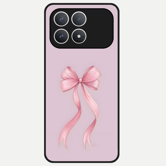  Soft Blush Bow Glass Case For Poco F8 Pro back cover – full design glossy printed glass finish