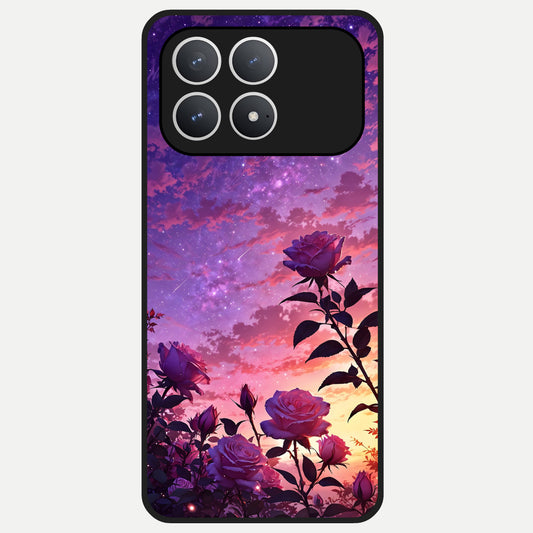 Starlit Rose Twilight Glass Case For Poco F8 Pro back cover – full design glossy printed glass finish