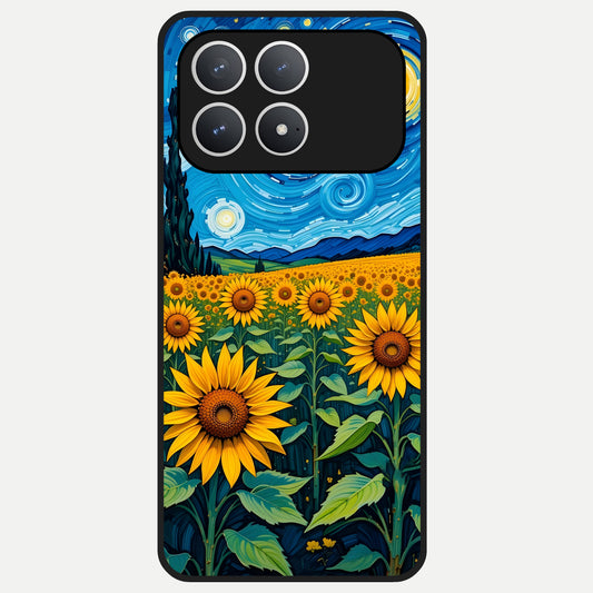  Starry Sunflower Dreams Glass Case For Poco F8 Pro back cover – full design glossy printed glass finish