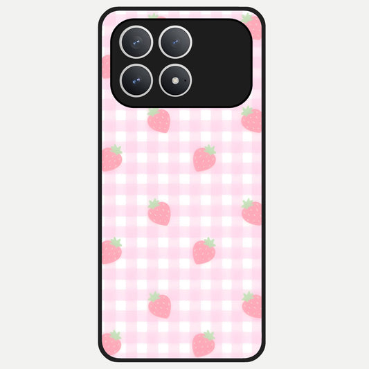  Strawberry Picnic Love Glass Case For Poco F8 Pro back cover – full design glossy printed glass finish