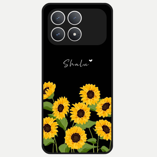  Sunflower Sky Bloom Glass Case For Poco F8 Pro back cover – full design glossy printed glass finish