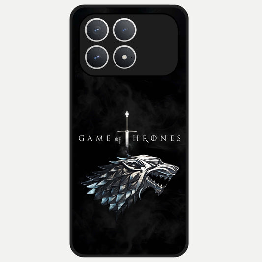  Throne Wolf Legacy Glass Case For Poco F8 Pro back cover – full design glossy printed glass finish