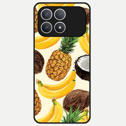  Tropical Fruit Mood Glass Case For Poco F8 Pro back cover – full design glossy printed glass finish